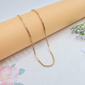 Rose Gold Flat Box Chain Necklace for Women - 45cm Elegant Style, XPNL0055